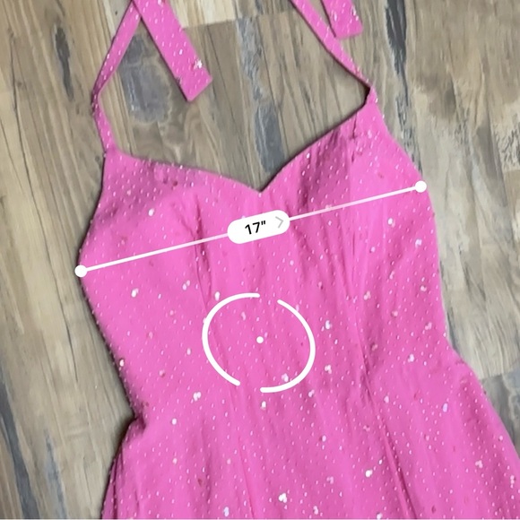 VTG Y2K 2000s Hot Pink Fully Beaded Sequin Open Back Formal Prom Dress - Picture 13 of 13